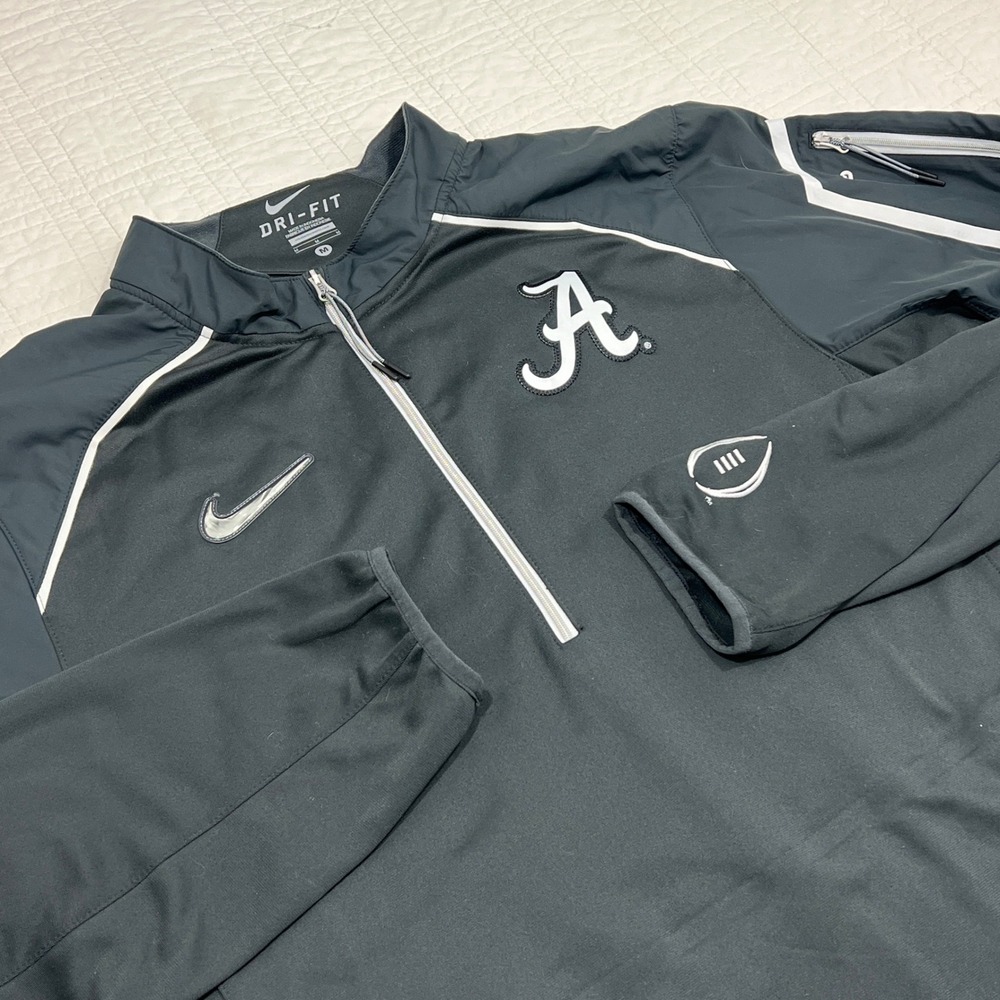 Nike Alabama Crimson Tide Dri-FIT Quarter Zip Pullover Gray Mens Medium CFP 2016